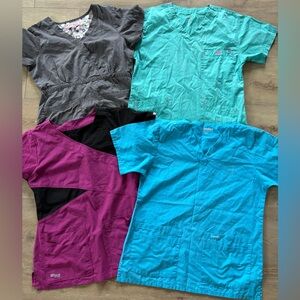 Lot of 4 Scrub Tops Women’s SZ SMALL Koi Landau Med Couture Scrubs